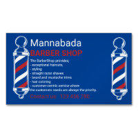 Diseño de marca de barbería azul de poste de barbe