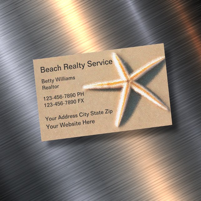 Tarjeta De Visita Magnética Diseño de Starfish Inmobiliaria en Playa (Subido por el creador)