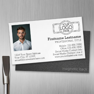 Tarjeta De Visita Magnética Diseño ejecutivo básico con logotipo y foto