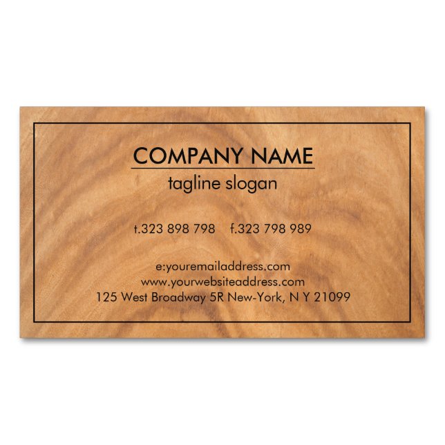 Tarjeta De Visita Magnética Diseño moderno de madera (Anverso)