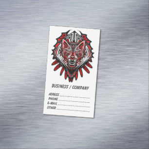 Tarjeta De Visita Magnética Diseño Totémico Tribal Haida de Lobo
