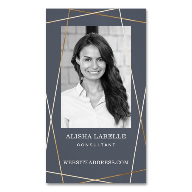 Tarjeta De Visita Magnética Diseño y monograma de fotografías geométricas de g (Frente vertical)