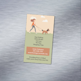 Tarjeta De Visita Magnética Dog Daycare Walking Mascota sentado