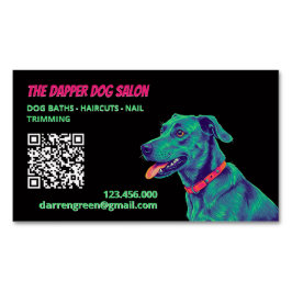 Tarjeta De Visita Magnética 🎀 Dog Groomer Dog Care QR
