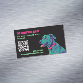 Tarjeta De Visita Magnética 🎀 Dog Groomer Dog Care QR