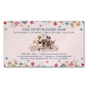 Tarjeta De Visita Magnética Dog Walker Petsitter cuidado mascota boutique vet