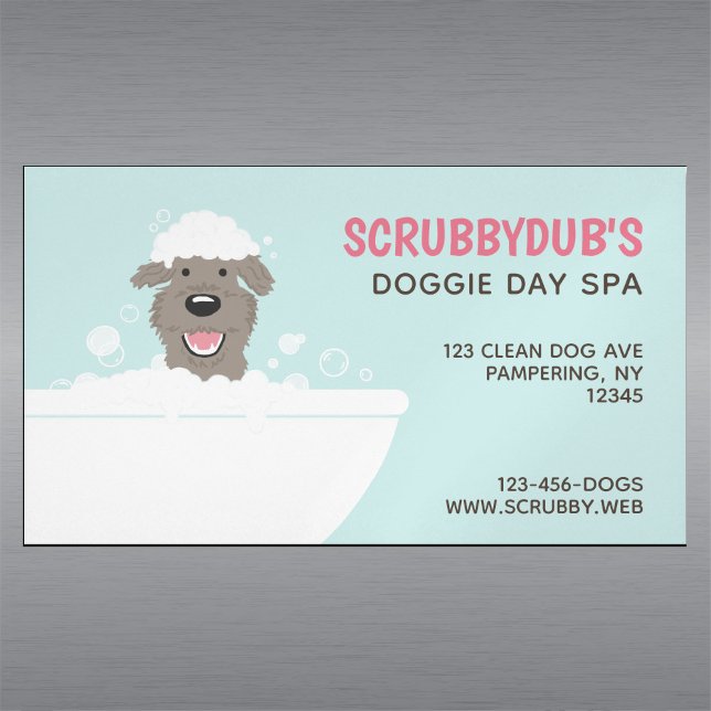 Tarjeta De Visita Magnética Doggie Bubble Bath | Mascota divertido Groomer | L (Subido por el creador)