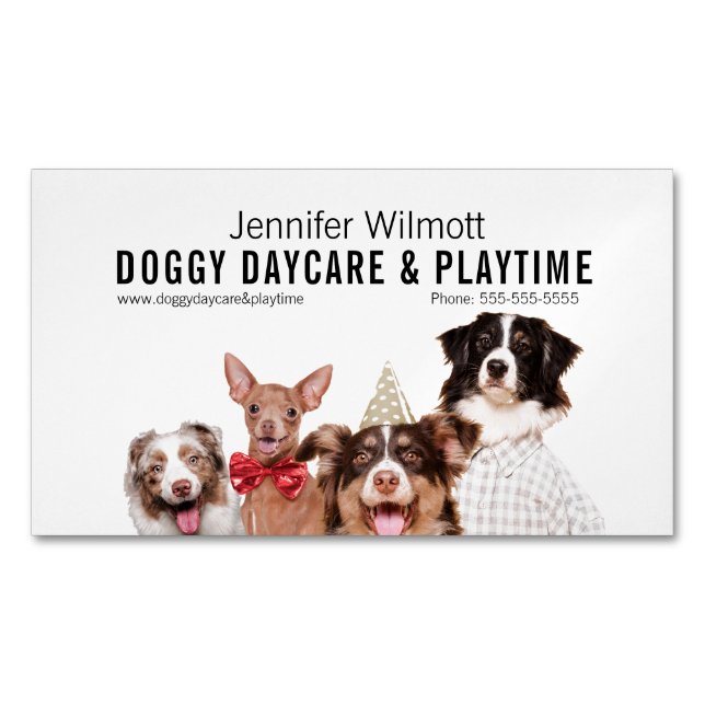 Tarjeta De Visita Magnética Doggy Daycare (Anverso)