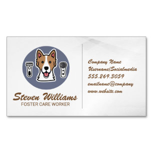 Tarjeta De Visita Magnética Doggy Groomer   Servicios para animales