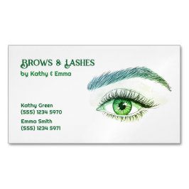 Tarjeta De Visita Magnética Dos Nombres Broches Lashes Tech Green