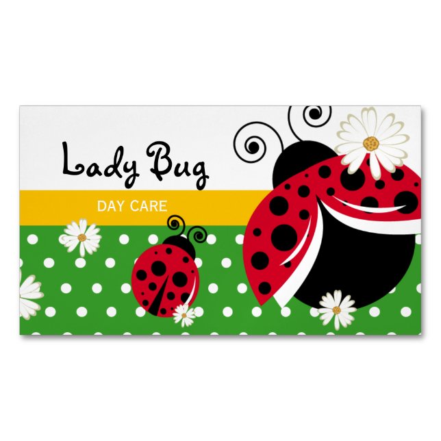 Tarjeta De Visita Magnética Dot Lady Bug de Cute Polka (Anverso)