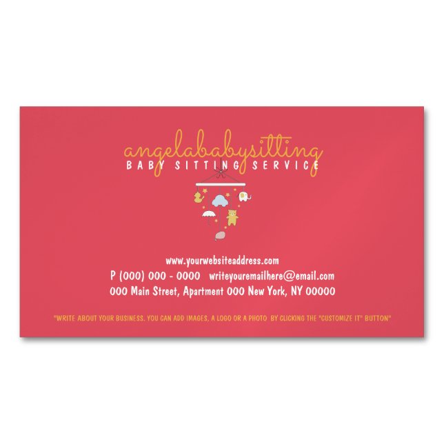 Tarjeta De Visita Magnética Doula Baby Room Decor Hanger Toy Nursery (Anverso)