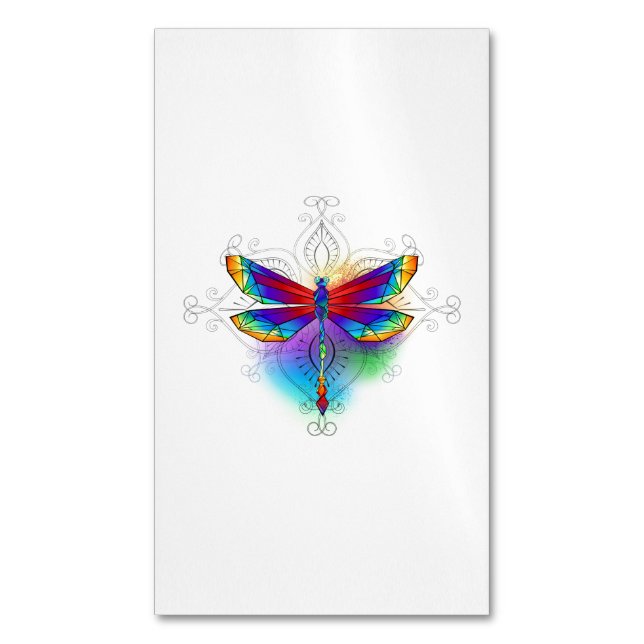 Tarjeta De Visita Magnética Dragón poligonal arcoiris (Frente vertical)
