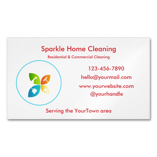 Tarjeta De Visita Magnética Editable House Cleaning Business Card  (Anverso)