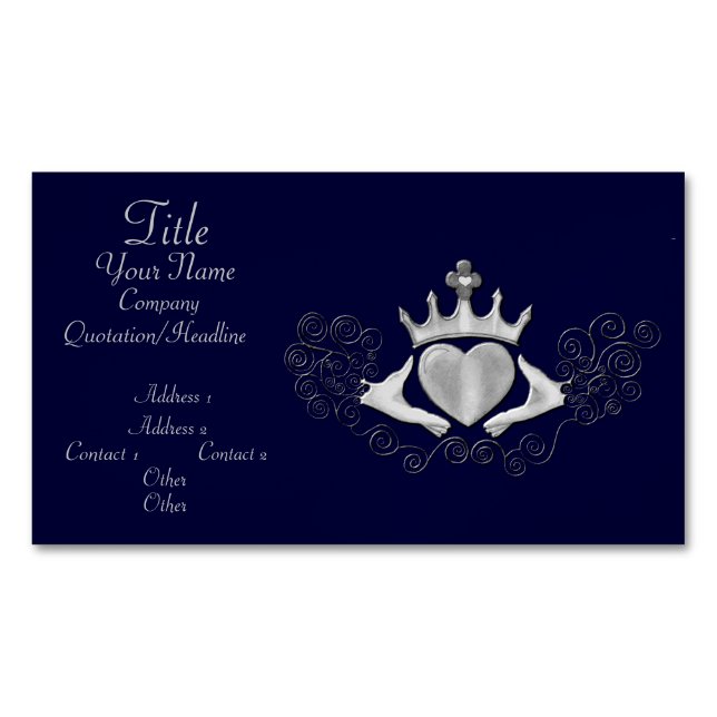 Tarjeta De Visita Magnética El Claddagh (Plata) (Anverso)