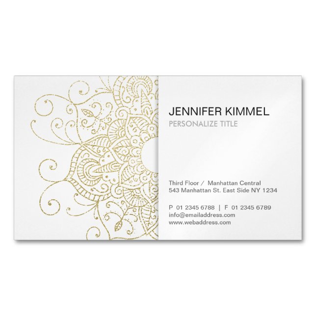 Tarjeta De Visita Magnética El Relieve metalizado dorado elegante parece Minim (Anverso)