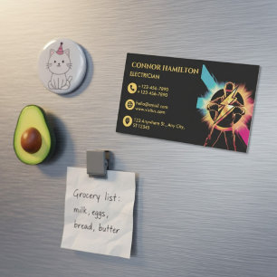 Tarjeta De Visita Magnética Electricista moderno con estilo genial y relámpago