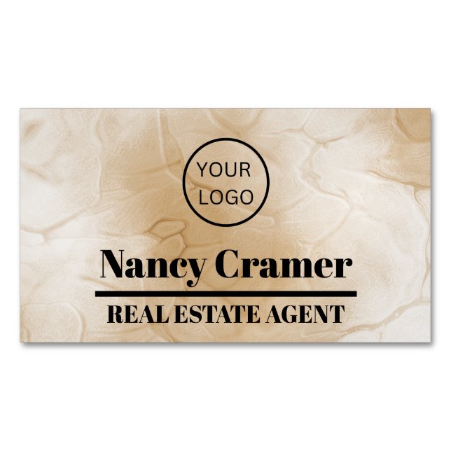 Tarjeta De Visita Magnética Elegante agente inmobiliario de oro de la puerta d (Anverso)