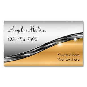 Tarjeta De Visita Magnética Elegante Belleza de tono dorado plateado