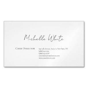 Tarjeta De Visita Magnética Elegante Blanco Moderno Profesional Llano