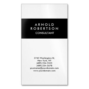 Tarjeta De Visita Magnética Elegante blanco negro Minimalista moderno