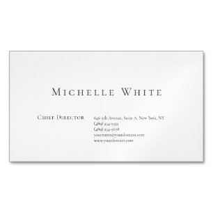 Tarjeta De Visita Magnética Elegante Blanco Profesional Moderno Sencillo