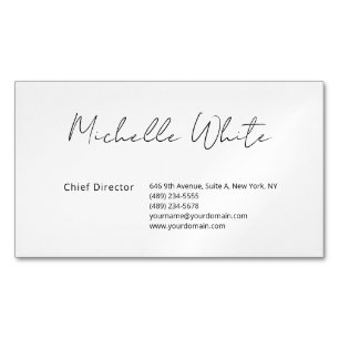 Tarjeta De Visita Magnética Elegante Blanco Profesional Moderno Sencillo