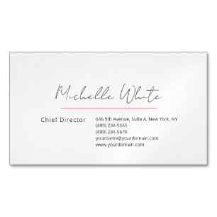 Tarjeta De Visita Magnética Elegante Blanco Sencillo Profesional Moderno