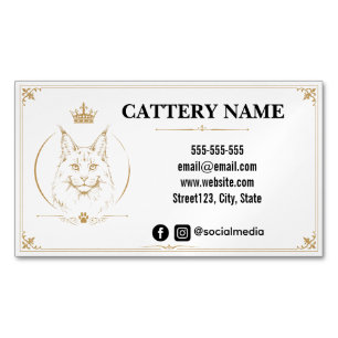 Tarjeta De Visita Magnética Elegante Cattery de Maine Coon Personalizado