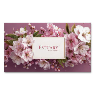 Tarjeta De Visita Magnética Elegante cerezo Blossom Garland Mauve