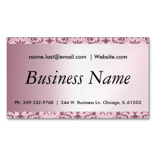 Tarjeta De Visita Magnética Elegante Damasco de Turmalina Rosa