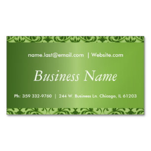 Tarjeta De Visita Magnética Elegante Damasco Verde Peridot