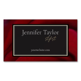 Tarjeta De Visita Magnética Elegante Diseño Floral Rojo - Sofisticado y Minima