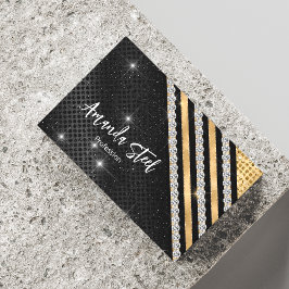Tarjeta De Visita Magnética Elegante falso Crystal Gold y negro personalizado 