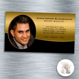 Tarjeta De Visita Magnética Elegante foto de Personalizado profesional de oro 
