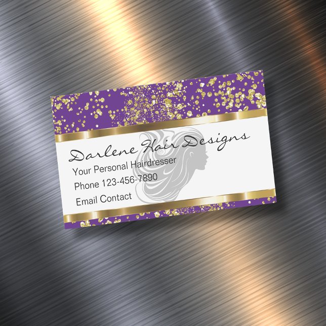 Tarjeta De Visita Magnética Elegante Glitzy Hair Beauty (Subido por el creador)