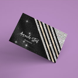 Tarjeta De Visita Magnética Elegante imitación de cristal plateado y negro per