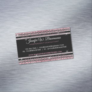 Tarjeta De Visita Magnética Elegante Joyería De Lujo De Diamante De Color Rosa