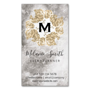 Tarjeta De Visita Magnética Elegante Mármol De La Moda