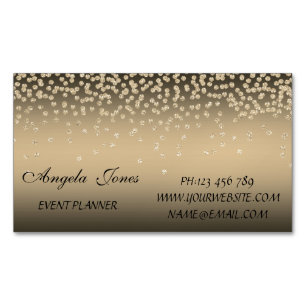 Tarjeta De Visita Magnética Elegante Moderno Brillante Con Confeti-Diamante