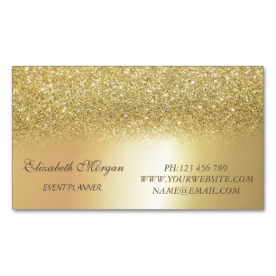 Tarjeta De Visita Magnética Elegante Moderno Glitter Dorado con Estilo