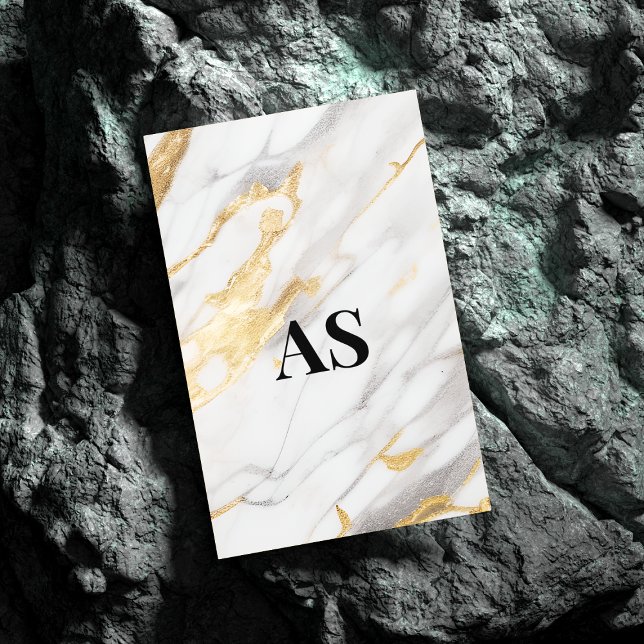 Tarjeta De Visita Magnética Elegante monograma de mármol purpurina de imitació (Subido por el creador)