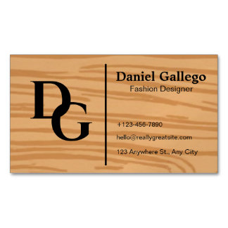Tarjeta De Visita Magnética Elegante Monograma Personalizado de Madera Moderna
