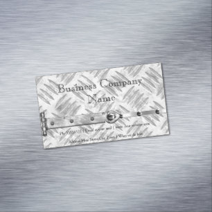 Tarjeta De Visita Magnética Elegante negocio tachuelas de metal plateado aspec