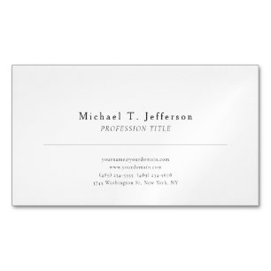 Tarjeta De Visita Magnética Elegante negro y blanco moderno minimalista simple