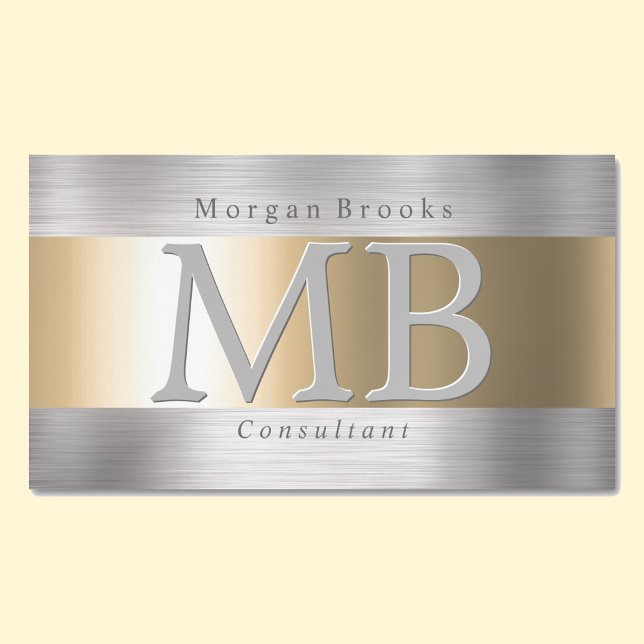 Tarjeta De Visita Magnética Elegante nombre de monograma de bricolaje, acero c (Subido por el creador)
