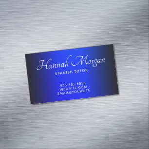 Tarjeta De Visita Magnética Elegante Ombre Azul Zafiro y Negro