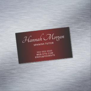 Tarjeta De Visita Magnética Elegante Ombre Negro y Burdeos