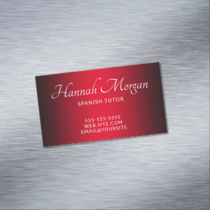 Tarjeta De Visita Magnética Elegante Ombre Negro y Rojo