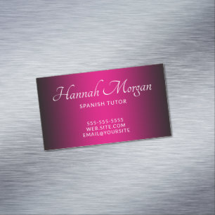 Tarjeta De Visita Magnética Elegante Ombre negro y rosa caliente